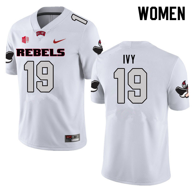 Women #19 Kevon Ivy UNLV Rebels College Football Jerseys Sale-White - Click Image to Close